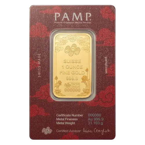 1oz PAMP Gold Bar - Good Luck Yellow Dragon (2)
