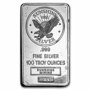 100oz Sunshine Mint Silver BAR
